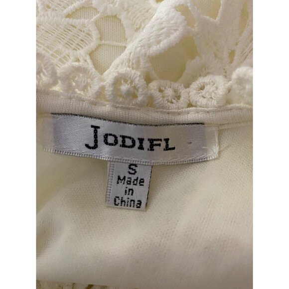 Jodifl Cream Eyelet Lace Overlay Pencil Dress Delicate Floral Lace Women's Small - Picture 5 of 13